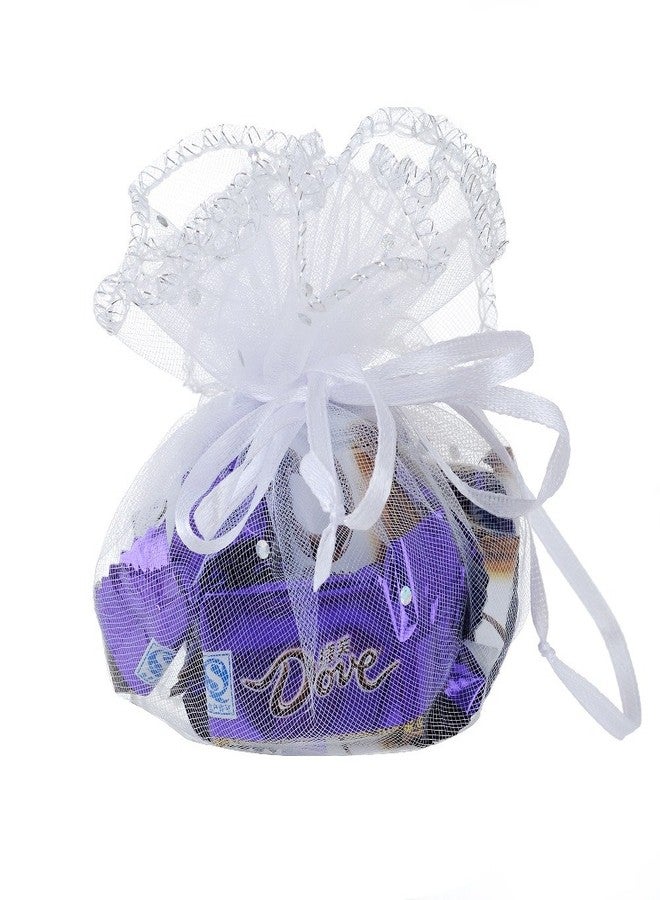 Bezall 100Pcs White Organza Tulle Circles with Drawstring, Round Organza Bags Jewelry Candy Pouch Christmas Wedding Party Favor Gift Bags - Image 5